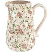 Clayre & Eef Decoratie Kan 20x14x23 cm Roze Beige Keramiek Bloemen