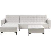 ABERDEEN - Slaapbank met ottomaan - Lichtgrijs - Rechtszijdig - Stof