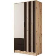 Meubella - Nocturna - Kledingkast 2 deurs - Eiken/Zwart - 102x51x200 c...