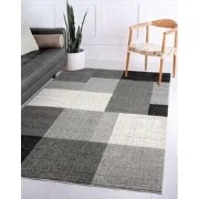 Belos Modern Grijs vloerkleed - Geblokt - 80 X 140 CM