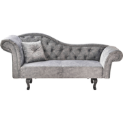 LATTES II - Chaise longue - Grijs - Linkszijdig - Fluweel