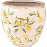 Clayre & Eef Bloempot Ø 14x14 cm Geel Keramiek Citroen