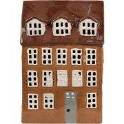 Clayre & Eef Waxinelichthouder Huis 17x11x24 cm Bruin Keramiek