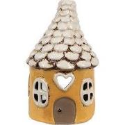 Clayre & Eef Waxinelichthouder Huis Ø 11x17 cm Geel Keramiek