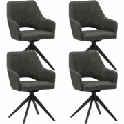 Set van 4 Draaibare Eetkamerstoelen Sid Antraciet Stof - Met Armleunin...