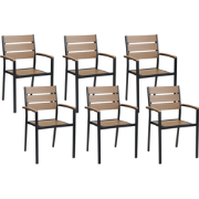 VERNIO  - Tuinstoel set van 6 - Lichthout/Zwart - Kunsthout