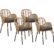 PRATELLO - Tuinstoel set van 4 - Grafietgrijs - Rotan