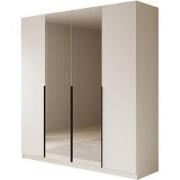 Meubella - Kledingkast Sabre - Wit - 200 cm - Met spiegel