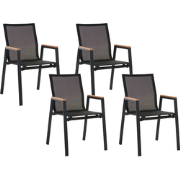 TIANO - Tuinstoelen set van 4 - Zwart - Aluminium