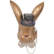 Clayre & Eef Decoratie Beeld Konijn 17x11x25 cm Goudkleurig Kunststof