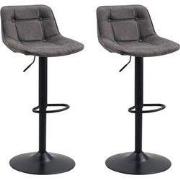 Set van 2 Industriële Draaibare Barkrukken Antraciet Microvezel Stof K...