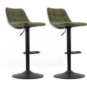 Set van 2 Industriële Draaibare Barkrukken Groen Microvezel Stof Kesto...