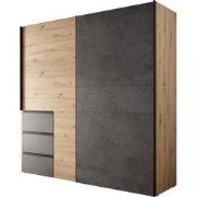 Meubella - Kledingkast Walter - Eiken - Grijs - 200 cm