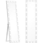 Passpiegel 150x40 cm LED-spiegel met 24 lampjes - 3 lichtkleuren - wit