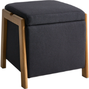 EDLAND - Poef met opbergruimte - Zwart - Stof