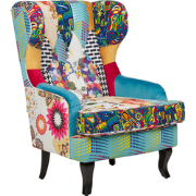 MOLDE - Chesterfield fauteuil - Patchwork/Blauw - Polyester