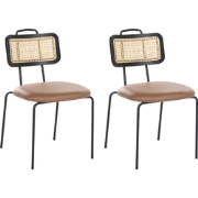 ADELANTO - Set van 2 eetkamerstoelen - Bruin - Kunstleer