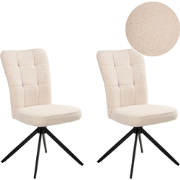 RYAN - Eetkamerstoel set van 2 - Lichtbeige - Bouclé