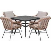 Garden Impressions Lucas tuinset bruin 5-delig - Mina tuintafel 90x90 ...