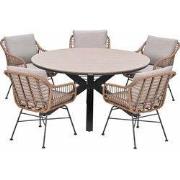 Garden Impressions Lucas tuinset bruin 6-delig - Tulli tuintafel light...