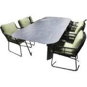 Tuinset Teeburu ovale tafel black, slate 240x120 cm met 4 stoelen Ran ...