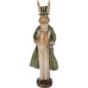 Clayre & Eef Decoratie Beeld Konijn 17x12x48 cm Goudkleurig Kunststof