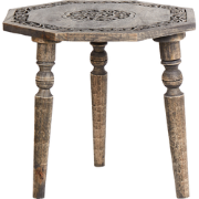 WANDILO - Bijzettafel - Donkerbruin - 48 x 48 cm - Mangohout