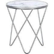 MERIDIAN - Bijzettafel - Wit/Zilver - Veiligheidsglas