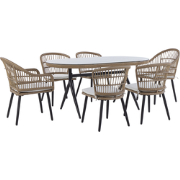 ALIANO II  - Tuinset voor 6 - Natuurlijk - PE rotan