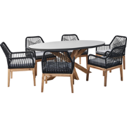 ORISTANO/OLBIA - Tuinset 6-zits - Grijs/Zwart/Lichthout - Beton