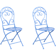 ALBINIA  - Tuinstoel set van 2 - Blauw - Metaal