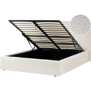 VION - Bed met opbergruimte - Gebroken wit - 140 x 200 cm - Bouclé