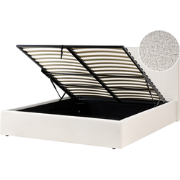 VION - Bed met opbergruimte - Gebroken wit - 160 x 200 cm - Bouclé