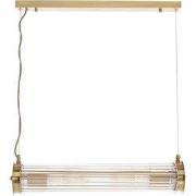 Eenvoudige buisvormige kroonluchter van metaal met een goudkleurige me...