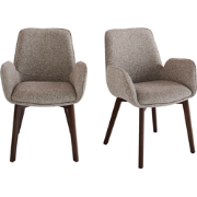 Set van 2 beige gestoffeerde stoel met armleuningen KARL