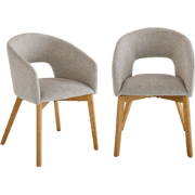 Set van 2 gestoffeerde stoel van massief essenhout. INES