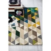 Prism vloerkleed - Laagpolig - 100% Wol - Driehoek Modern - Groen / Mu...