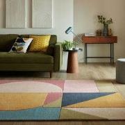 Laagpolig vloerkleed Esre Bright - Wol - Multi - 120 x 170 cm