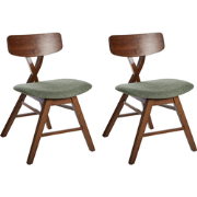 LELAND - Eetkamerstoelen set van 2 - Donkerbruin/Groen - Rubberhout