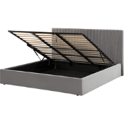 VION - Bed met opbergruimte - Grijs - 180 x 200 cm - Fluweel