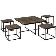Tower living Via coffeetable set (5) - 90/45x40/40 - recl. teak wine