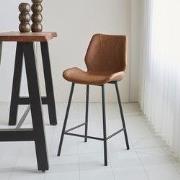 Beau Industriële Barkruk Cognac Kunstleer – 67 cm Zithoogte - Zonder A...