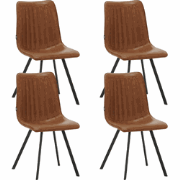 Set van 4 Eetkamerstoelen Jimmy PU-kunstleer cognac