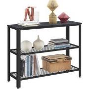 MAZAZU Industriële Sidetable – Met 2 Gaasplanken – Zwart Hout & Metaal...