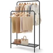 MAZAZU Dubbel Kledingrek met Schoenenrek – Zwart – 94,8 × 40 × 169,8 c...