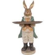 Clayre & Eef Decoratie Beeld Konijn 20x23x46 cm Goudkleurig Kunststof