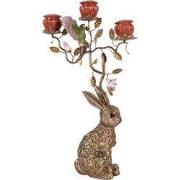 Clayre & Eef Kandelaar Konijn 24x10x47 cm Goudkleurig Kunststof