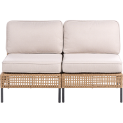 OMEGANA - Tweezitsbank zonder armleuningen - Lichtbeige - PE rotan