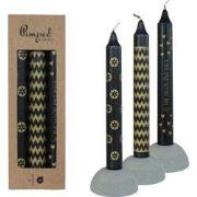 Pimped kaarsen to the moon black & gold, 3 st.