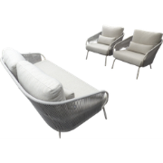 Nappa loungeset camel sand/teak/keramiek incl. natural gravel kussens